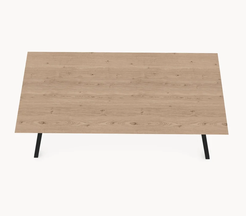 Eiken eettafel - Recht - A angled onderstel