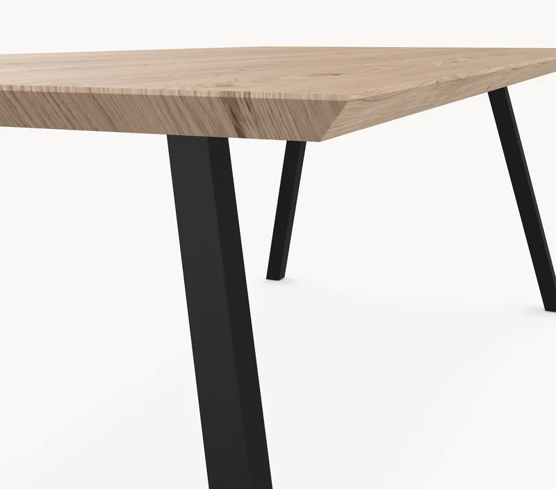 Eiken eettafel - Recht - A angled onderstel