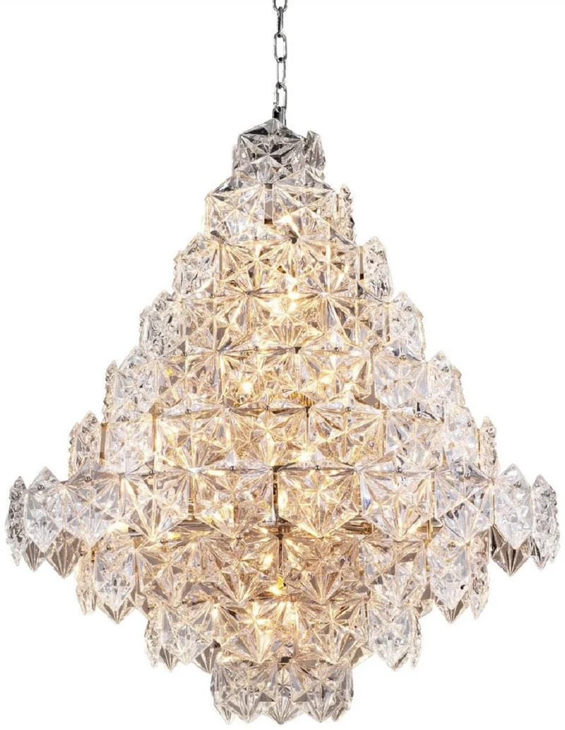 Casa Padrino Luxus Kronleuchter Silber / klares Glas Ø 80 x H. 95 cm - Hotel & Restaurant Kronleuchter - Luxus Qualität