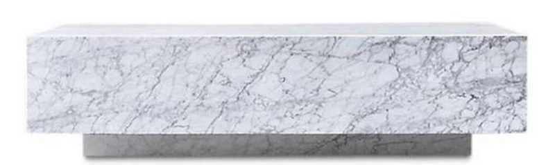 Casa Padrino Luxus Couchtisch Weiß 135 x 80 x H. 35 cm - Rechteckiger Wohnzimmertisch aus Carrara Marmor - Marmortisch - Luxus Qualität