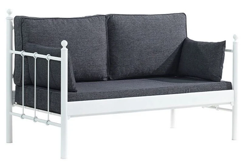 Casa Padrino Jugendstil Gartensofa Weiß / Dunkelgrau 140 x 70 x H. 92 cm - Garten Sofa - Terrassen Sofa - Jugendstil Garten & Terrassen Möbel