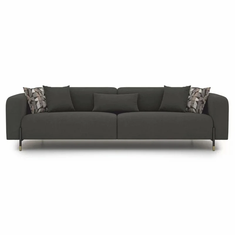 Casa Padrino Luxus Wohzimmer & Hotel Sofa Grau / Naturfarben / Messing 250 cm - Luxus Möbel