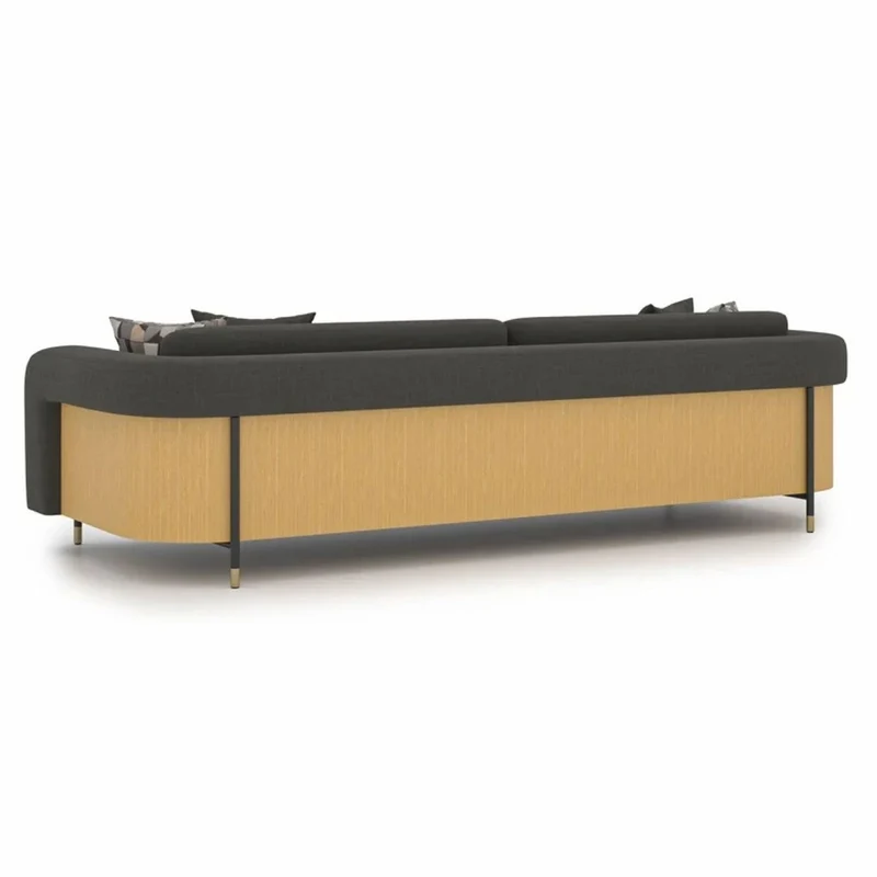 Casa Padrino Luxus Wohzimmer & Hotel Sofa Grau / Naturfarben / Messing 250 cm - Luxus Möbel