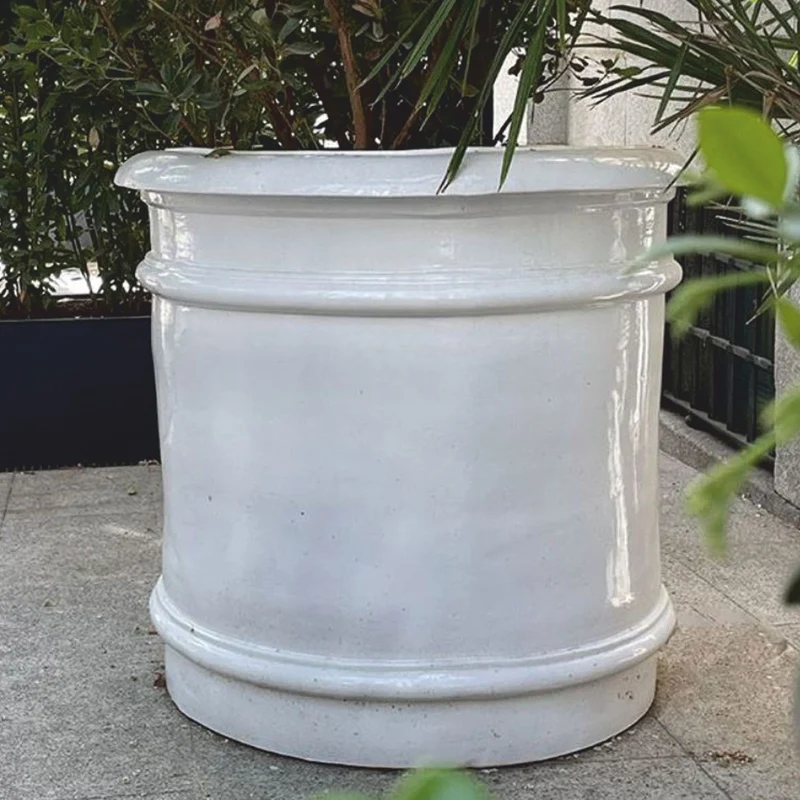 Casa Padrino Luxus Keramik Blumentopf Weiß Ø 107 x H. 100 cm - Garten Deko