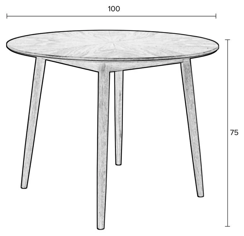 Esstisch FABIO Eiche furniert Ø 100 cm mit runder Platte