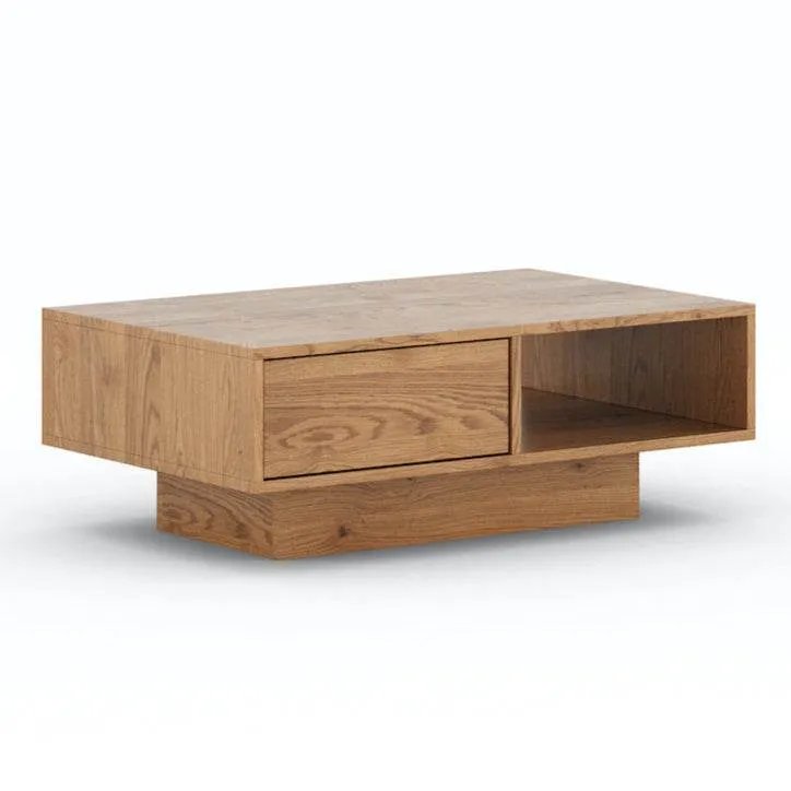 Couchtisch Collodi aus massiver Wildeiche mit Schublade