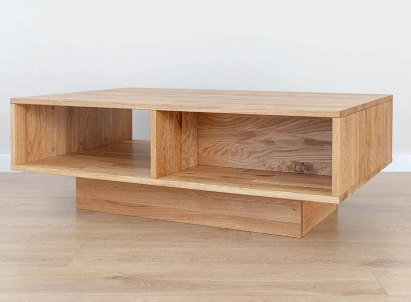 Couchtisch Collodi aus massiver Wildeiche mit Schublade