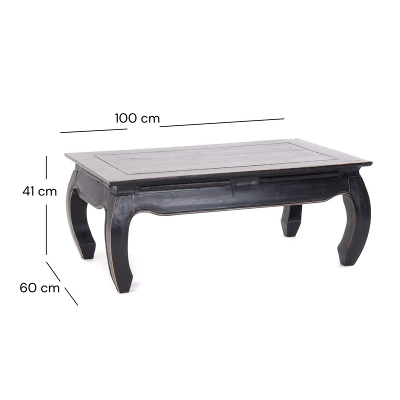 OPIUMTISCH "EAST" | 100x60cm (BxT), Mahagoni | Beistelltisch | Farbe: 09 voodoo - schwarz