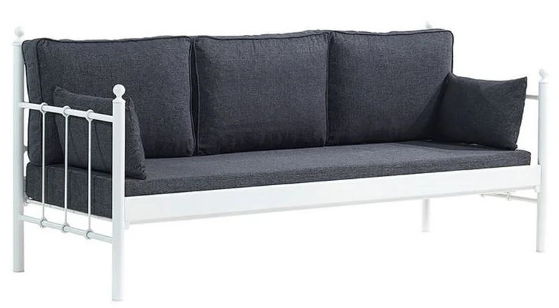 Casa Padrino Jugendstil Gartensofa Weiß / Dunkelgrau 200 x 70 x H. 92 cm - Garten Sofa - Terrassen Sofa - Jugendstil Garten & Terrassen Möbel