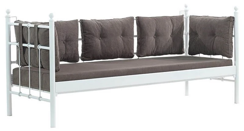 Casa Padrino Jugendstil Gartensofa Weiß / Dunkelgrau 200 x 70 x H. 92 cm - Garten Sofa - Terrassen Sofa - Garten & Terrassen Möbel