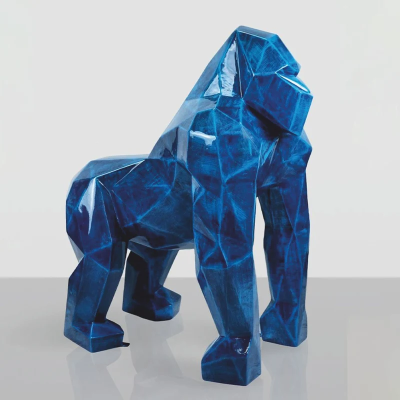 Casa Padrino XXL Deko Skulptur Gorilla Affe Antik Blau H. 128 cm - Deko Figur