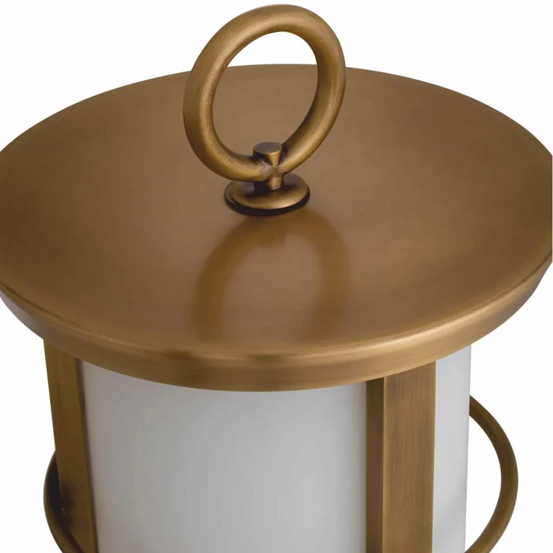 Casa Padrino Luxus LED Außentischleuchte Antik Messing / Weiß Ø 29 x H. 60 cm