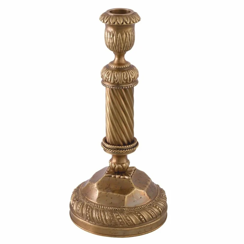 Casa Padrino Luxus Barock Kerzenhalter Vintage Messing H. 25 cm - Barock Deko Accessoires