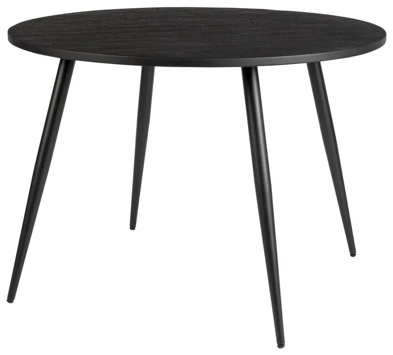 Esstisch MO BLACK 110 cm mit runder Platte aus recycled Teak