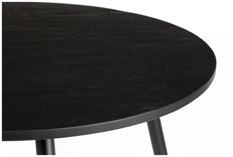 Esstisch MO BLACK 110 cm mit runder Platte aus recycled Teak