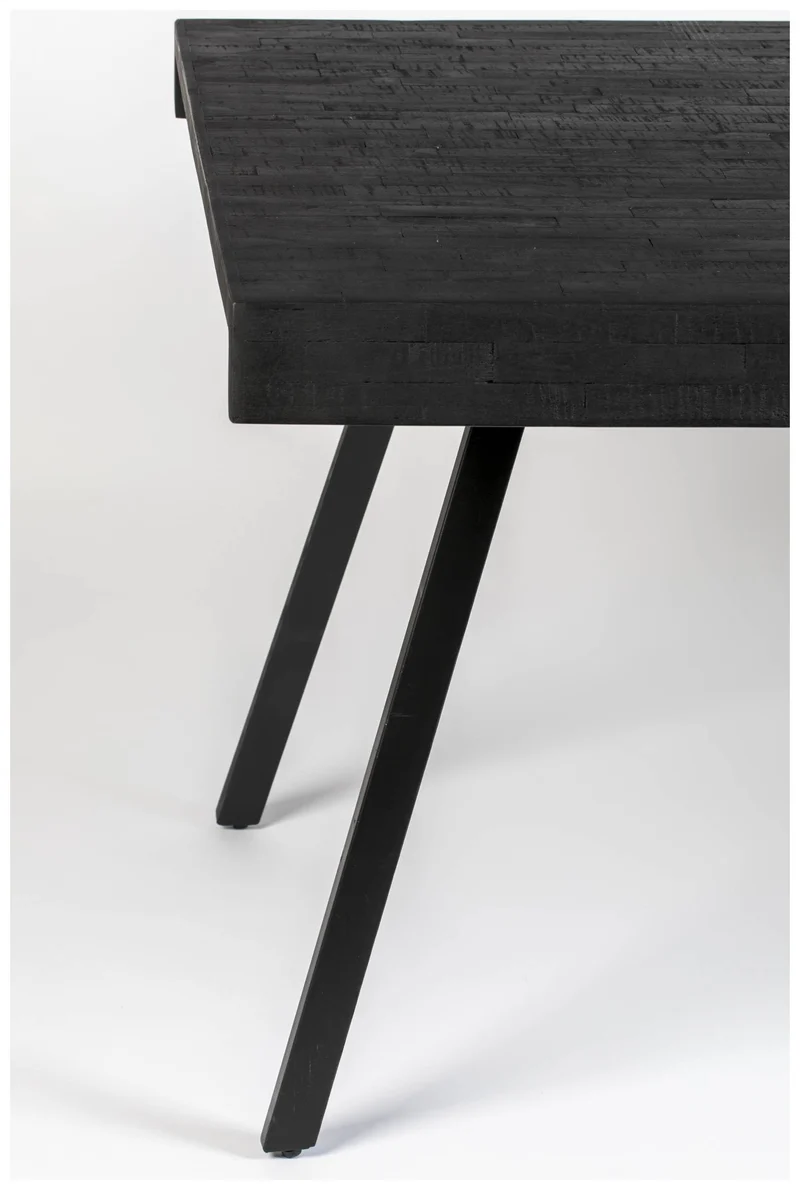Design Esstisch SURI BLACK 200 x 90 cm Platte recycled Teak