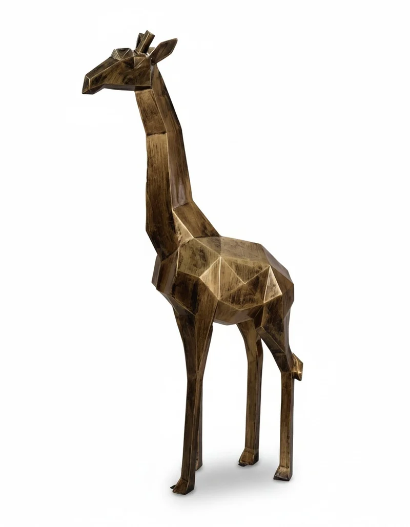 Casa Padrino Luxus Deko Skulptur Giraffe Facettierter Patina Gold H. 200 cm - Riesige Gartenskulptur - Lebensgroße Skulptur - XXL Deko Skulptur - XXL Deko Figur
