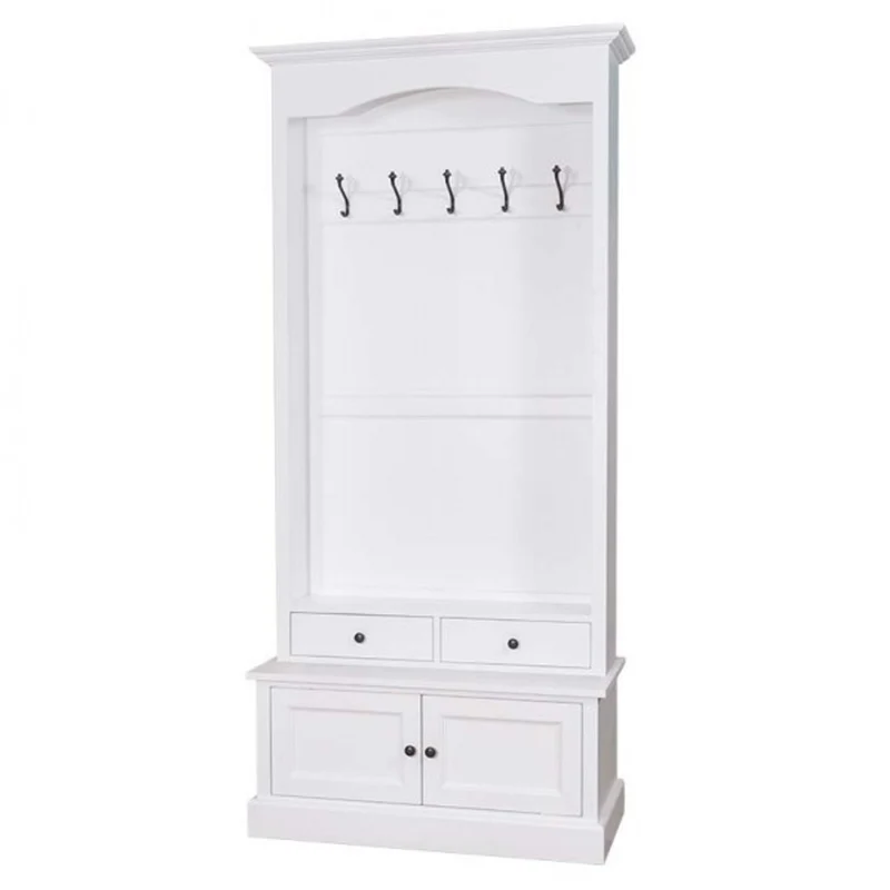 Casa Padrino Jugendstil Wand Garderobe mit Schrankfach und Schubladen - Landhaus Stil Garderobenschrank
