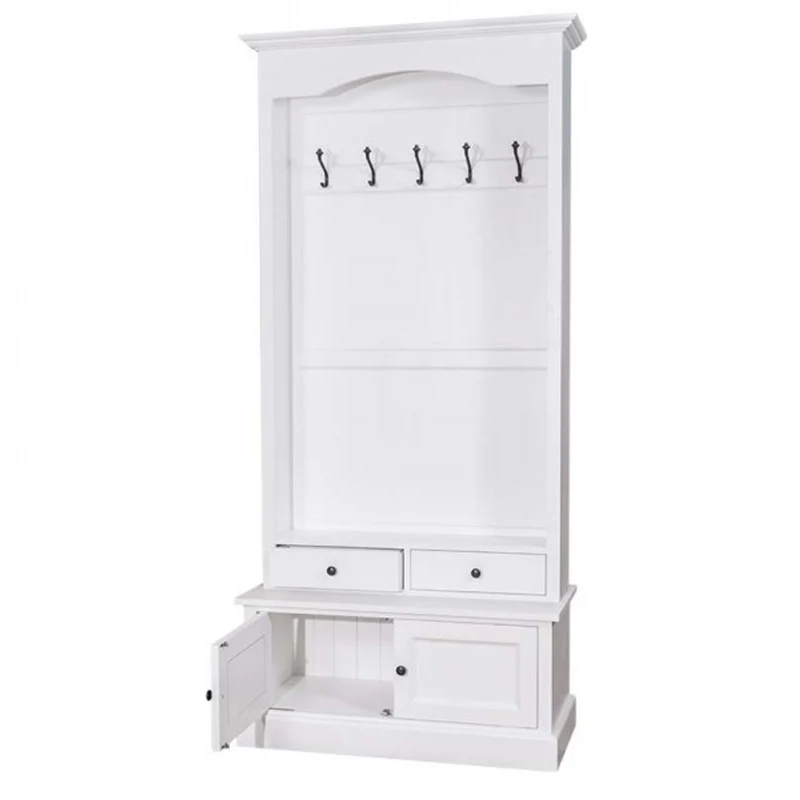 Casa Padrino Jugendstil Wand Garderobe mit Schrankfach und Schubladen - Landhaus Stil Garderobenschrank