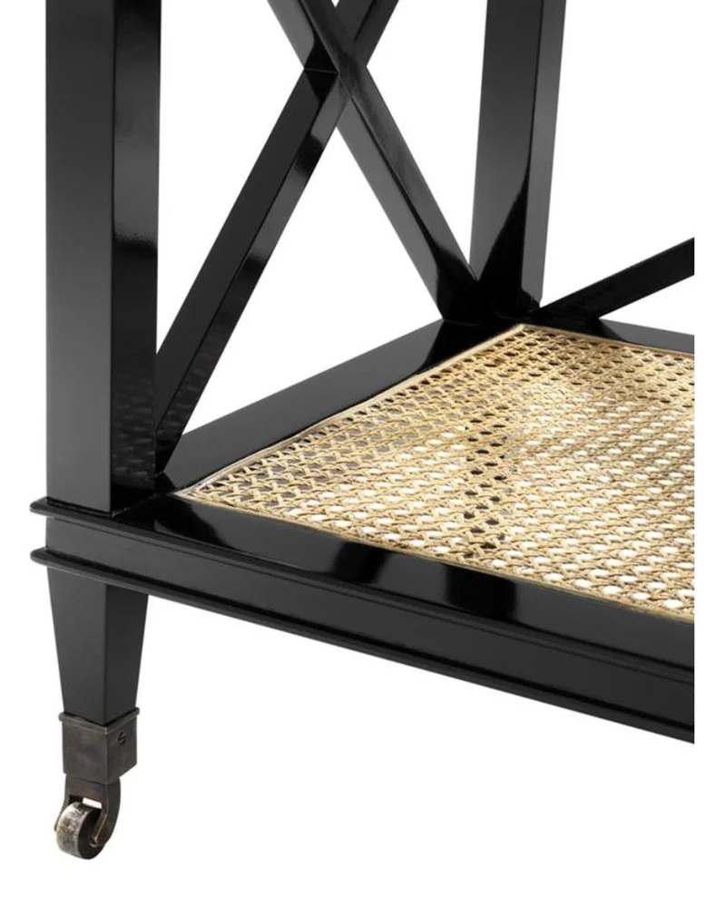 Casa Padrino Luxus Konsole Schwarz / Naturfarben 124 x 47 x H. 96 cm - Limited Edition