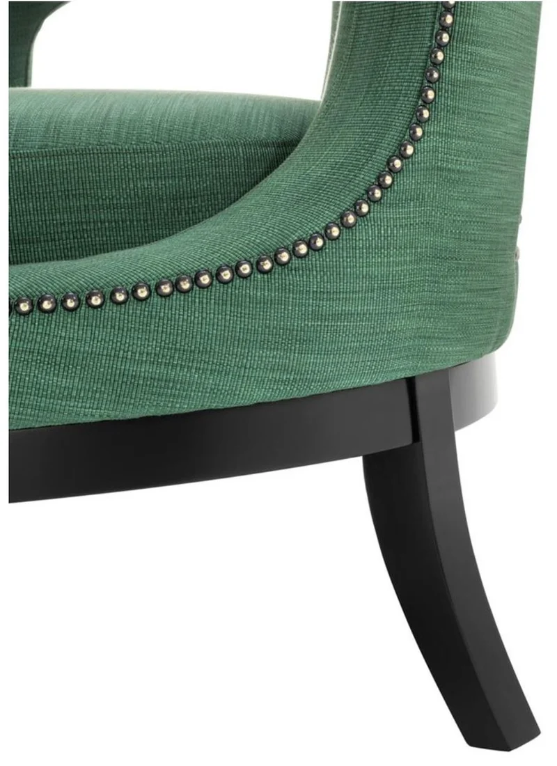 Casa Padrino Luxus Designer Sessel im Barock Stil - Grün / Schwarz / Antik Messing - 80 x 76 x 79 cm
