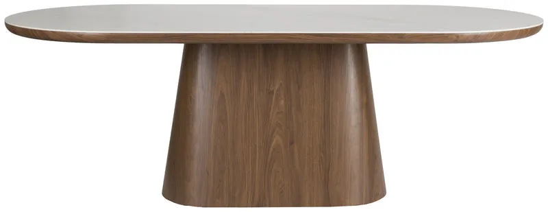 Esstisch Tisch ALMIRA Oval 200 x 90 Walnuss Platte in Marmoroptik