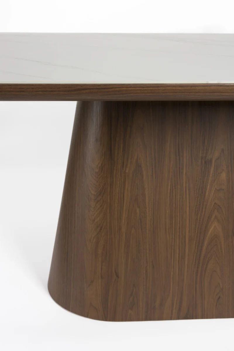 Esstisch Tisch ALMIRA Oval 200 x 90 Walnuss Platte in Marmoroptik