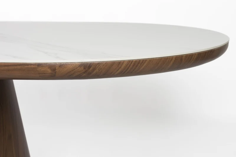 Esstisch Tisch ALMIRA Oval 200 x 90 Walnuss Platte in Marmoroptik