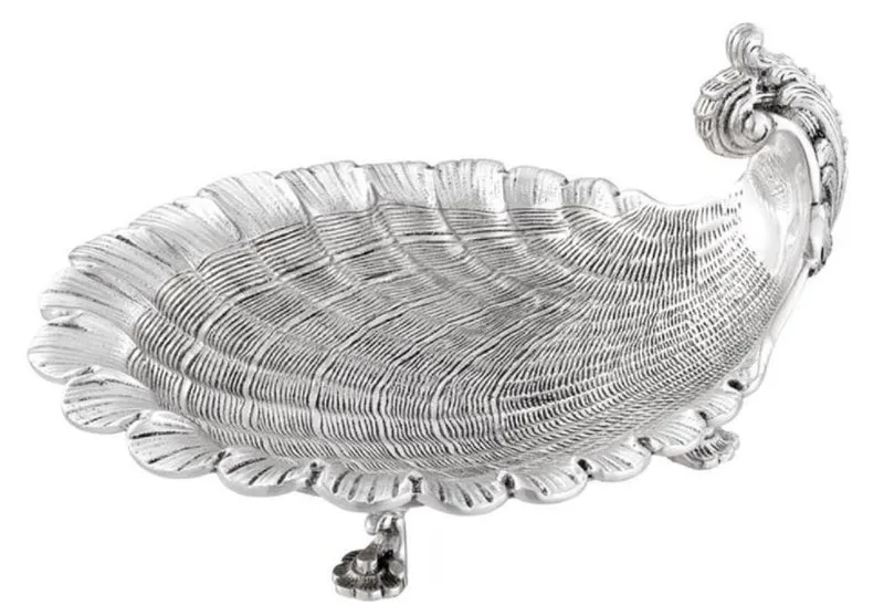 Casa Padrino Luxus Serviertablett Antik Silber 25 x 22,5 x H. 14,5 cm - Luxus Qualität