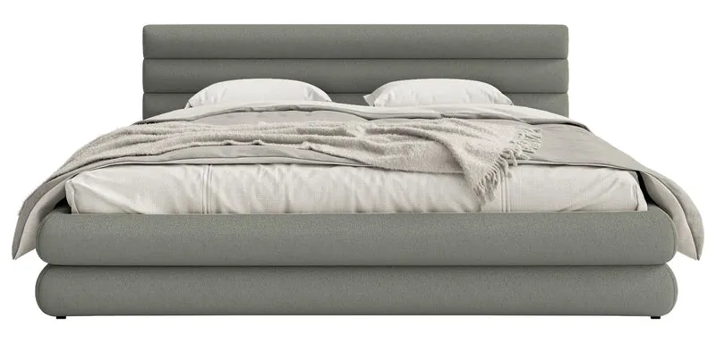 Polsterbett 140x200 cm Alegre mit Bettkasten, grau Chenille, Metallrahmen