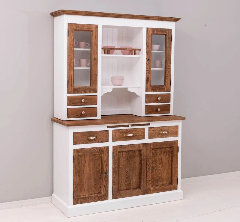 Küchen- und Buffetschrank aus massiver Eiche | Geschirrschrank mit 7 Schubladen und 5 Türen