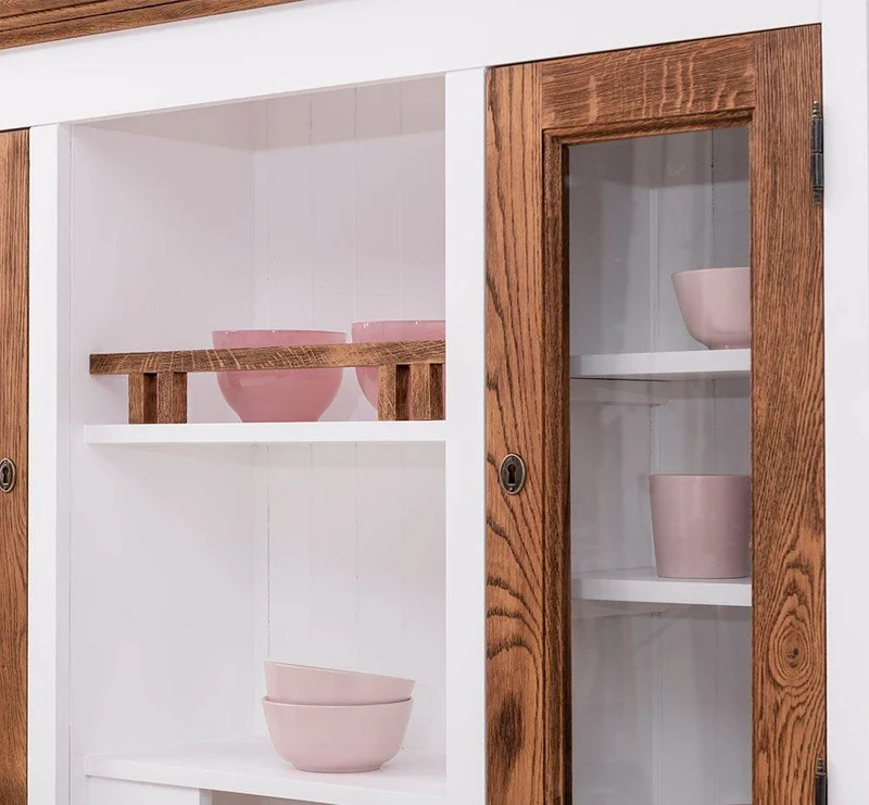Küchen- und Buffetschrank aus massiver Eiche | Geschirrschrank mit 7 Schubladen und 5 Türen