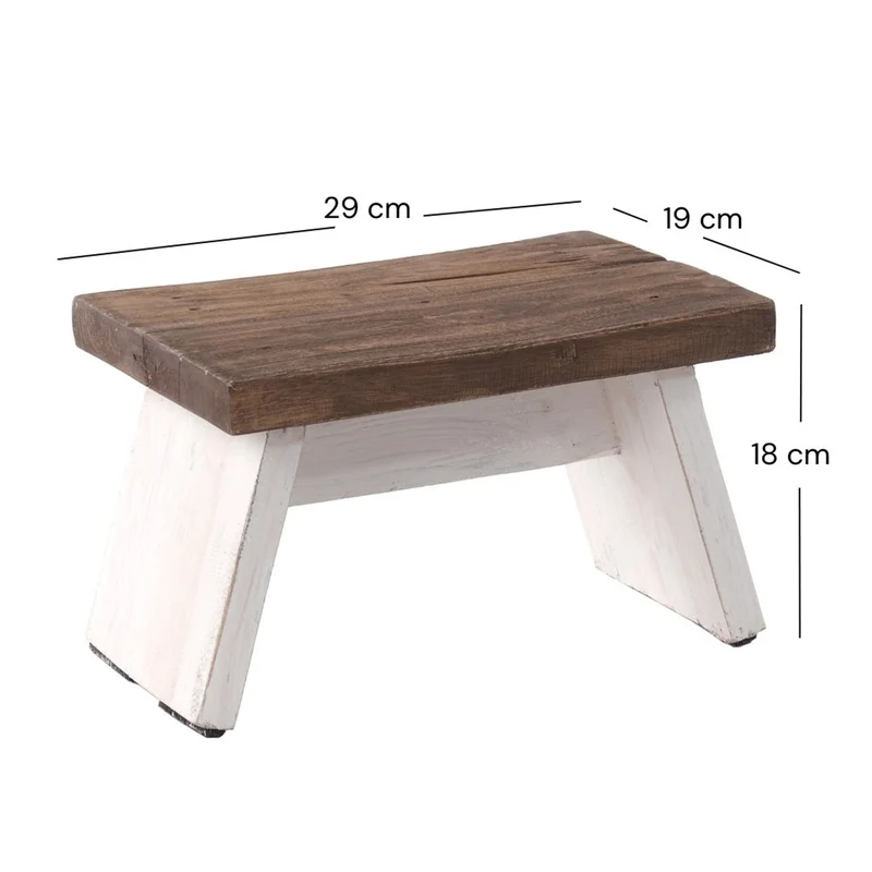 NOSTALGISCHER FUßHOCKER "SCHEMEL" | Mahagoni | Holzhocker | Farbe: 05 weiß-natur