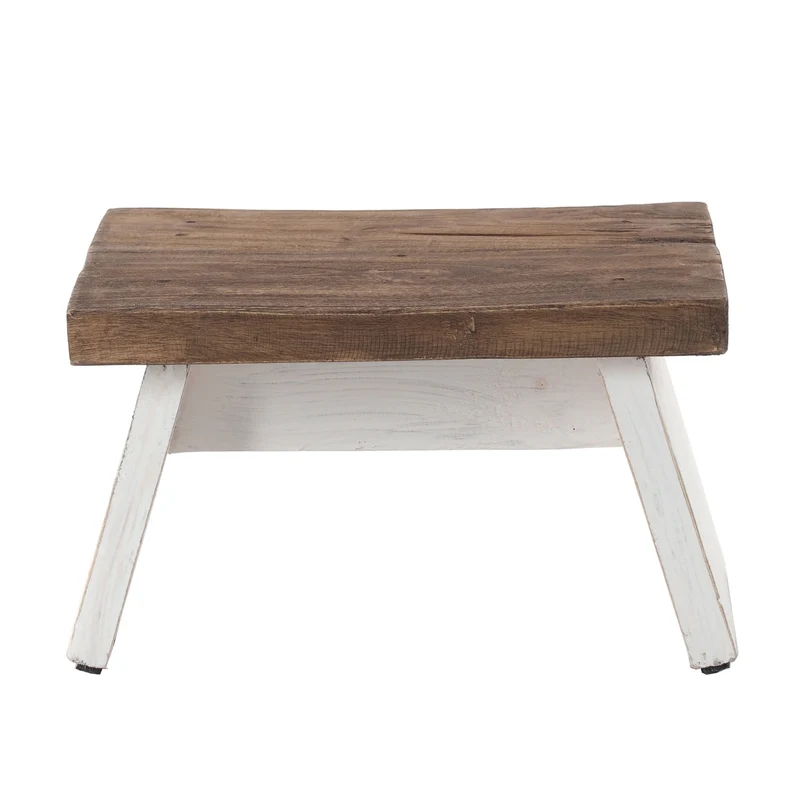 NOSTALGISCHER FUßHOCKER "SCHEMEL" | Mahagoni | Holzhocker | Farbe: 05 weiß-natur