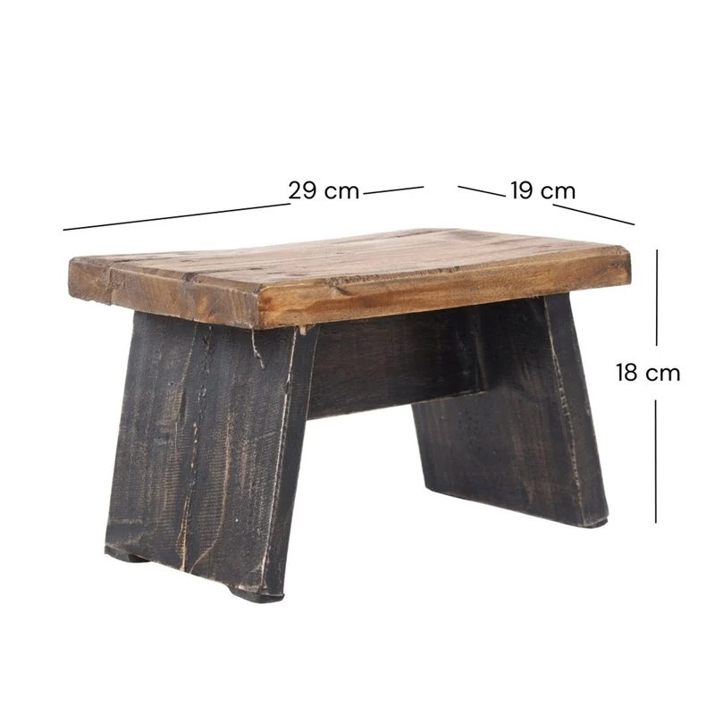 NOSTALGISCHER FUßHOCKER "SCHEMEL" | Mahagoni | Holzhocker | Farbe: 04 schwarz-natur