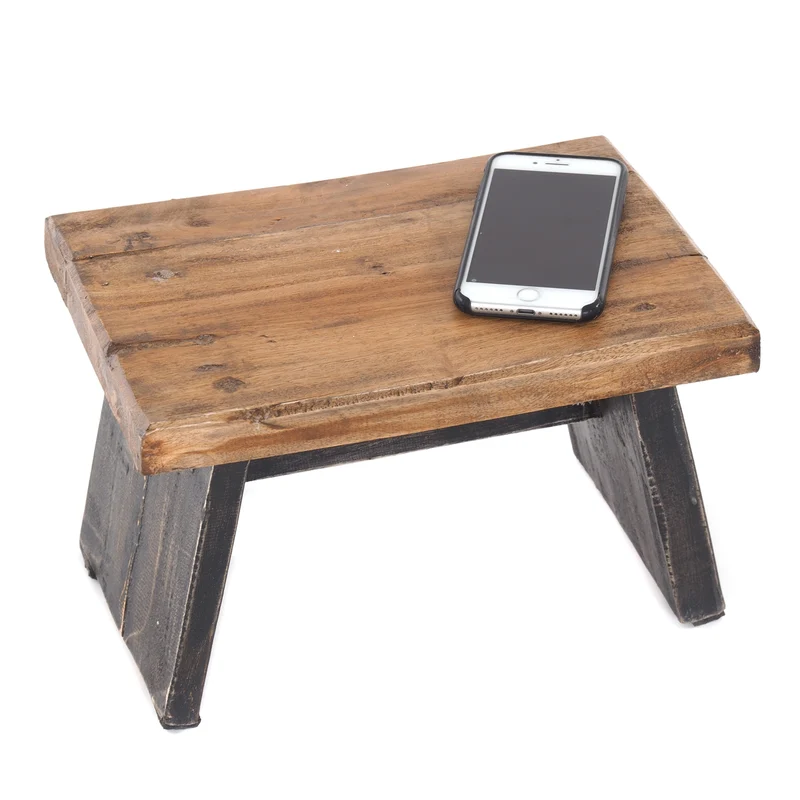 NOSTALGISCHER FUßHOCKER "SCHEMEL" | Mahagoni | Holzhocker | Farbe: 04 schwarz-natur