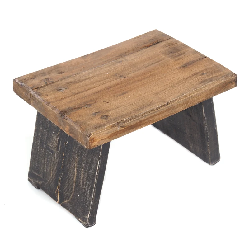 NOSTALGISCHER FUßHOCKER "SCHEMEL" | Mahagoni | Holzhocker | Farbe: 04 schwarz-natur