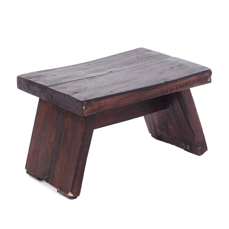 NOSTALGISCHER FUßHOCKER "SCHEMEL" | Mahagoni | Holzhocker | Farbe: 03 dunkelbraun