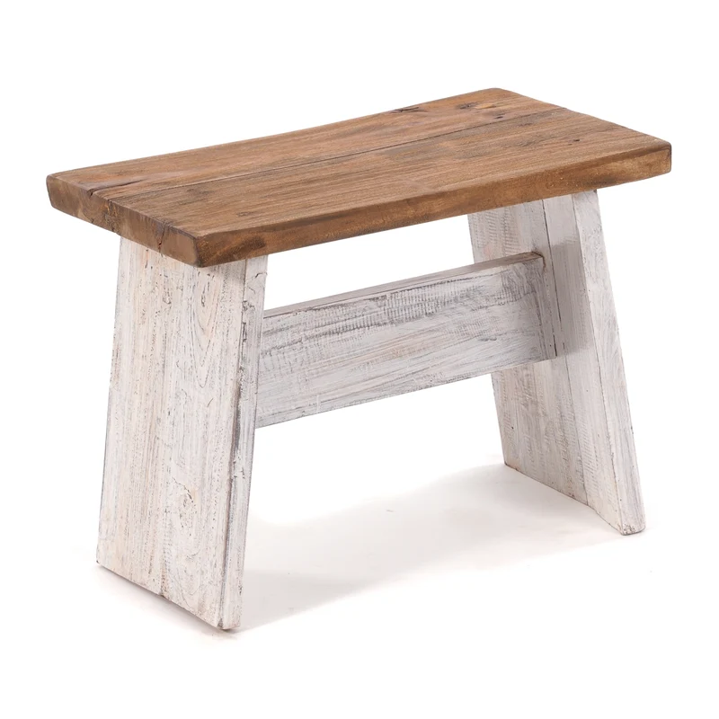 SITZBÄNKCHEN "SCHEMEL 40" | Mahagoni, 31x40x25cm | Fußhocker | Farbe: 05 weiß-natur