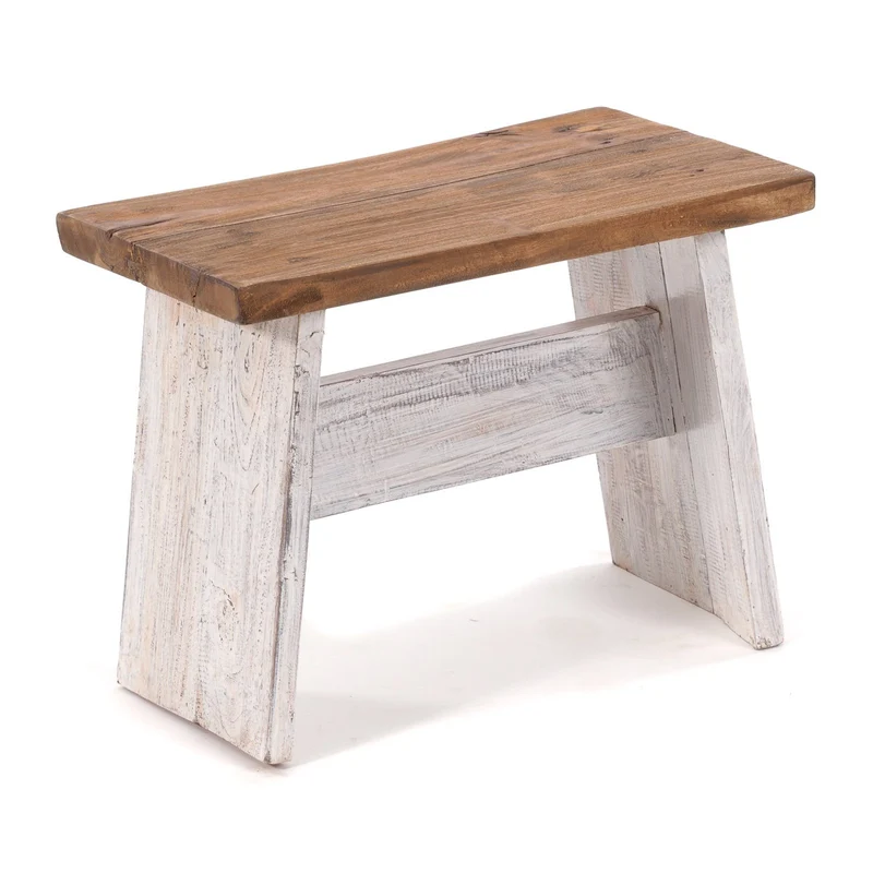 SITZBÄNKCHEN "SCHEMEL 40" | Mahagoni, 31x40x25cm | Fußhocker | Farbe: 05 weiß-natur