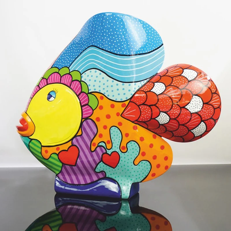 Casa Padrino XXL Deko Skulptur Fisch Bunt H. 110 cm - Deko Figur