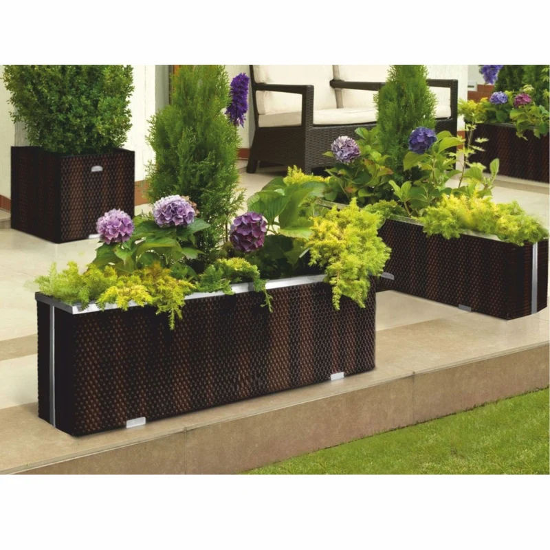 Casa Padrino Luxus Blumenkübel Braun / Silber 150 cm - Garten & Terrassen Accessoires