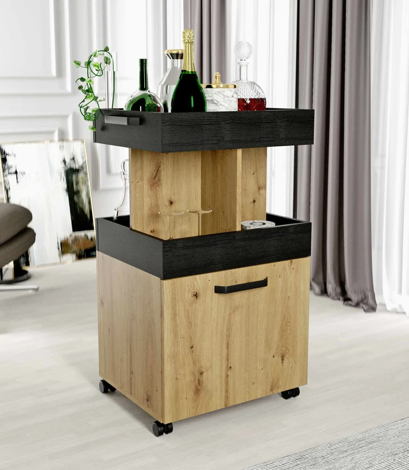 Servierwagen HOME BAR 203 Optik: Artisan Eiche Schwarzeiche, von Forte