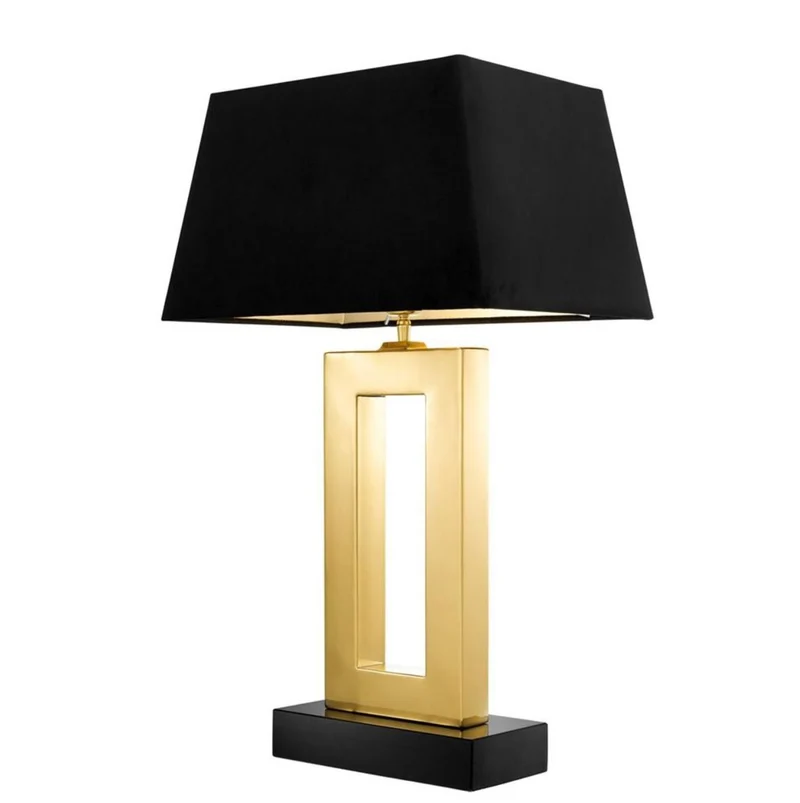 Casa Padrino Designer Tischleuchte 45 x H. 71 cm - Luxuriöse Tischlampe in Schwarz und Gold