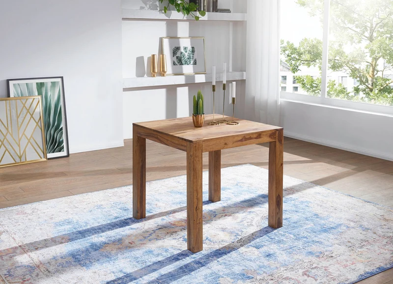 Esstisch MUMBAI 80cm Sheesham Massivholz Landhausstil dunkelbraun