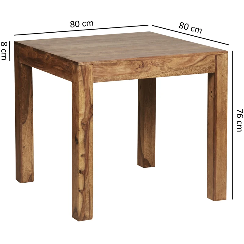 Esstisch MUMBAI 80cm Sheesham Massivholz Landhausstil dunkelbraun