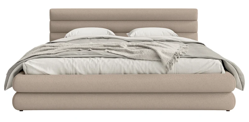 Polsterbett 160x200 cm Alegre mit Bettkasten, beige Chenille, Metallrahmen