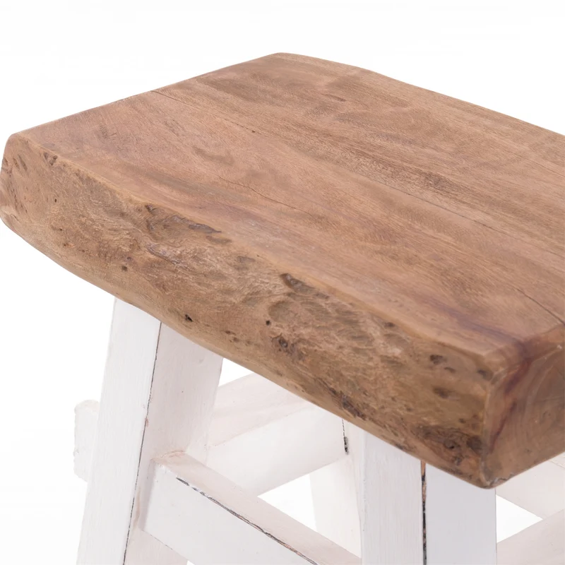 HOLZ HOCKER "VINTAGE 40" | Hartholz, 43x45 cm (HxB) | Sitzhocker | Farbe: 06 weiß-landhaus