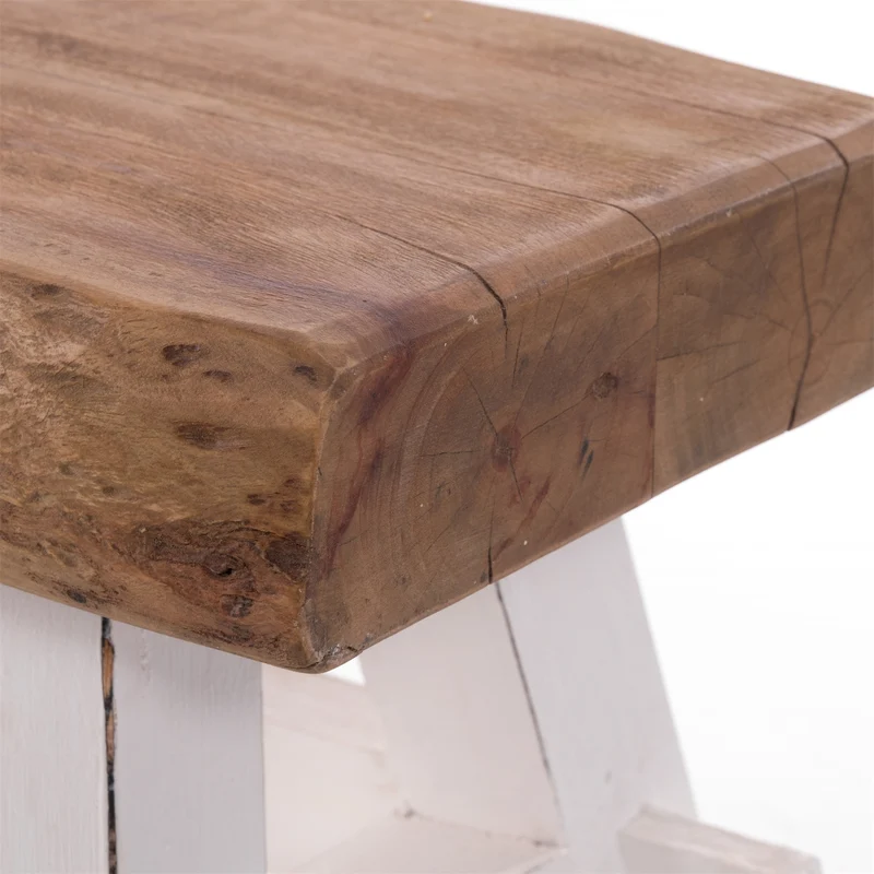 HOLZ HOCKER "VINTAGE 40" | Hartholz, 43x45 cm (HxB) | Sitzhocker | Farbe: 06 weiß-landhaus