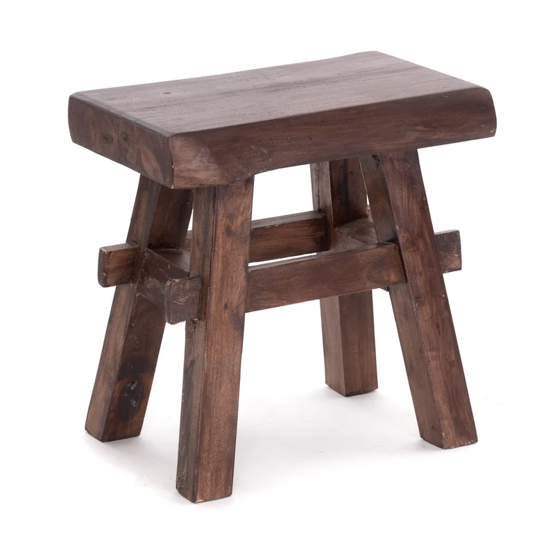 HOLZ HOCKER "VINTAGE 40" | Hartholz, 43x45 cm (HxB) | Sitzhocker | Farbe: 03 dunkelbraun